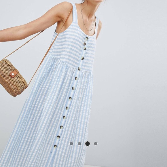 Asos blue and white striped midi dress size 2 - Picture 3 of 8